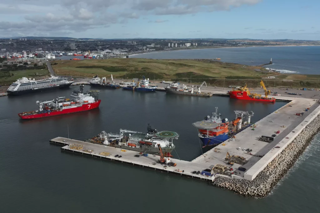 A view of Souh Harbour, a port in Aberdeen, from above. The new location of a renewable energy investment company